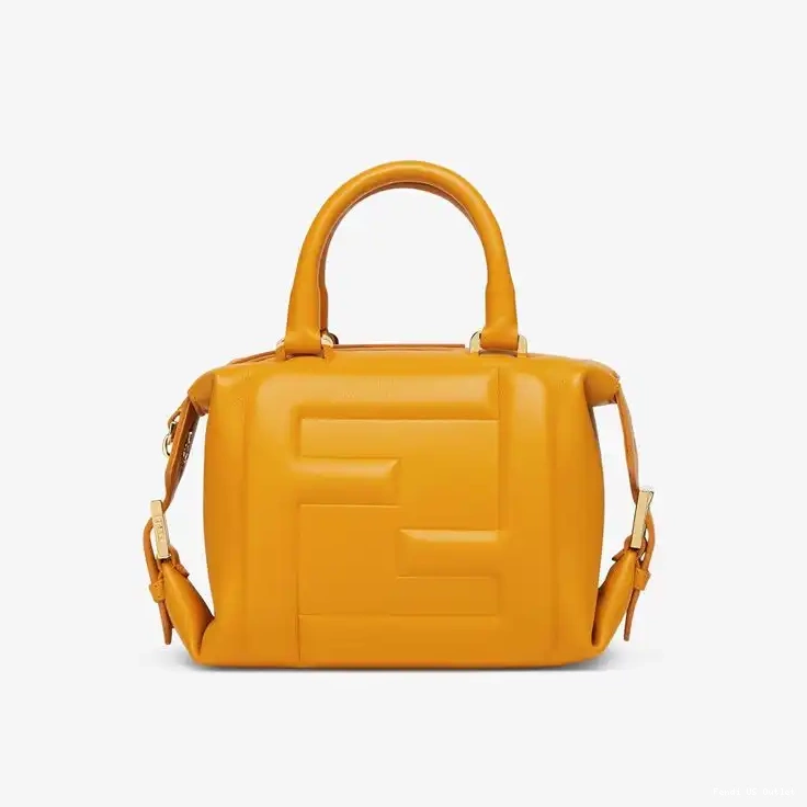 Affordable HOT Leather Nappa FF Bag Cube Yellow Mini Fendi In 0516